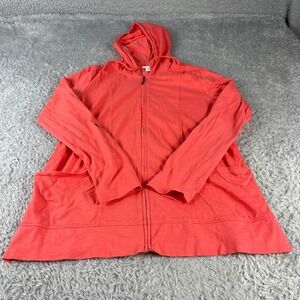 J.Jill XS Full Zip Hoodie Jacket Coral Pink Cotton Blend Pockets Casual Comfy